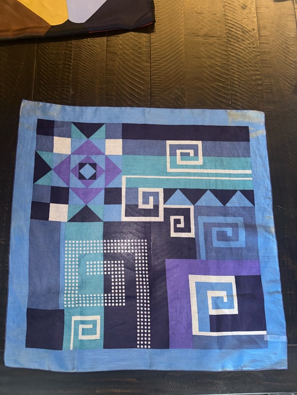 Vintage Nasharr Freres 1970s Geometric square scarf ~ Cotton